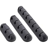 InLine Kabelhalter Set selbstklebend, 3 Größen (3-, 5-, 7-fach) Kabelclips schwarz, Kabelführung für Schreibtisch, Büro, Zuhause, USB Ladekabel, 59971B