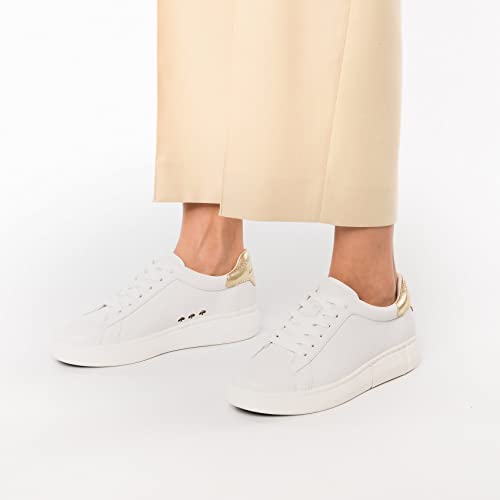 kate spade new york Women's Lift Lace Up Sneaker, Optic White/Pale Gold, 82