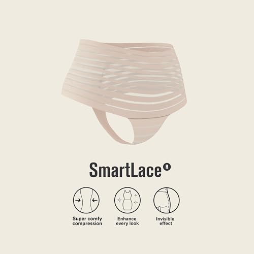 Leonisa Seamless High Waisted Thong Panty with Lace Stripe for Women - Slimming Tummy Control Underwear3