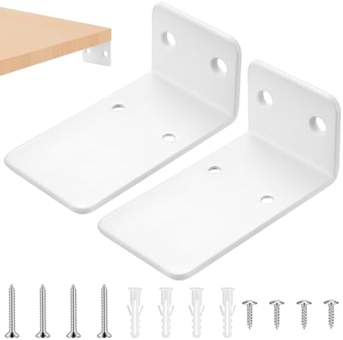 2 Pieces Shelf Brackets Floating Wall, 90 mm Brackets for Invisible Shelves, Floating Shelf Brackets, Brackets for Shelves Wood for Shelving Shelves, White