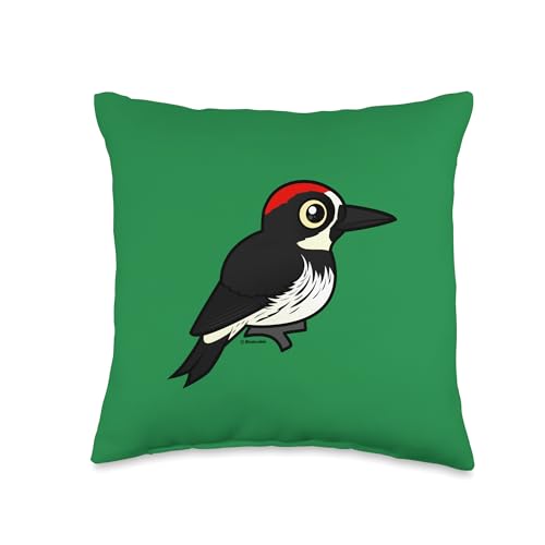 Birdorable Acorn Woodpecker Cute Cartoon Bird Design Throw Pillow
