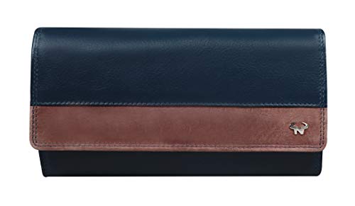 Image of Calfnero Women's Genuine Leather Wallet-Long Purse Wallet with Multiple Card Slots, Zip Pocket and Note Compartment (Blue)