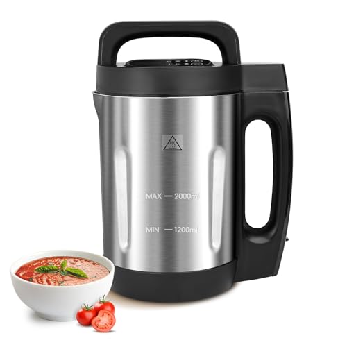 Potlimepan Soup Maker 2 L, Makes 4-6 Servings, Soup Maker Machine with 6 Preset Programs, Electric Soup Machine Automatic Heating and Blending for Purées, Baby Foods, Smoothies, Stainless Steel