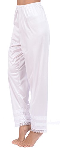 Patricia Lingerie Women's Satin Pant Slip Snip-It 37" 39" or 41" (White, 3XL)