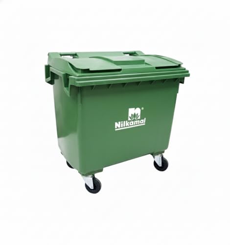 Image of Nilkamal Big Plastic Wheeled Dustbin with Lid 660 Litre Green
