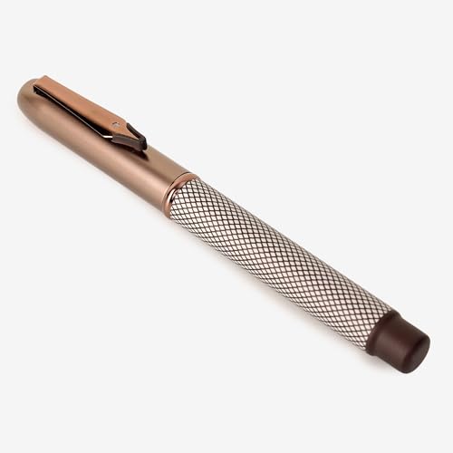 Image of 20651 Luxury Roller Ball Pen Coffee & Rani Check Color Metal Body with Magnetic Auto Closer Cap & Nib Shape Clip, Pen for Men & Women with High End Gift Box.