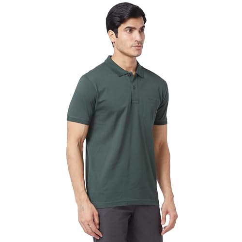 Image of Colorplus Men's Pure Cotton Solid Pattern Tailored Fit Polo Neck Half Sleeve Casual T-Shirt