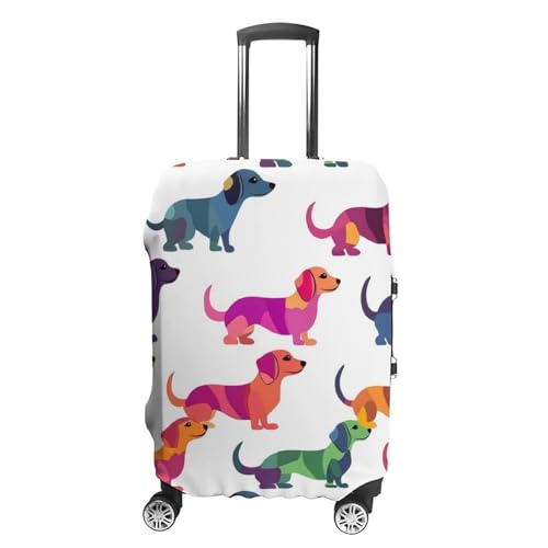 Colorful Dachshund Dogs Travel Luggage Cover Suitcase Protector Baggage Covers for Men Women L