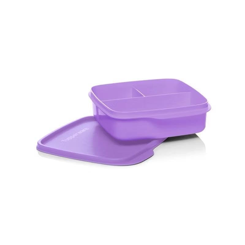 Tupperware Fiambrera To Go Clevere Pause de 550 ml, color lila con separador Eco+, fiambrera escolar con compartimento