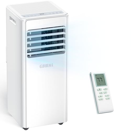GRIDR Portable Air Conditioners, 8,000 BTU AC Unit for Bedroom with 4 Modes Cooling/Dehumidifier/Fan/Sleep, Up to 300 sq.ft, 45db Quiet, 24H Timer & Remote, Portable AC Unit for Room Indoors