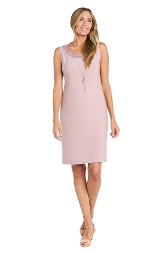 Image of R&M Richards Women's Elegant Sheath Ensemble W /Tiered Glitter Lace Jacket - Formal Evening Wear, Wedding Guest