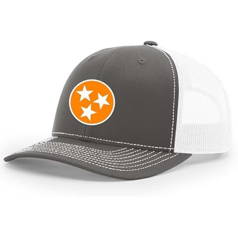 Heritage Pride Tennessee Football Team Color Tristar Flag Embroidered Mesh Back Trucker Hat-Charcoal/White Cover