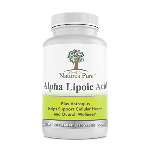 Simply Nature's Pure Astragalus Alpha Lipoic Acid 600mg 120 Veggie Capsules RLA R-LA R-Lipoic S-Lipoic, ALA, Thioctic Acid, Non-GMO, 4 Month Supply