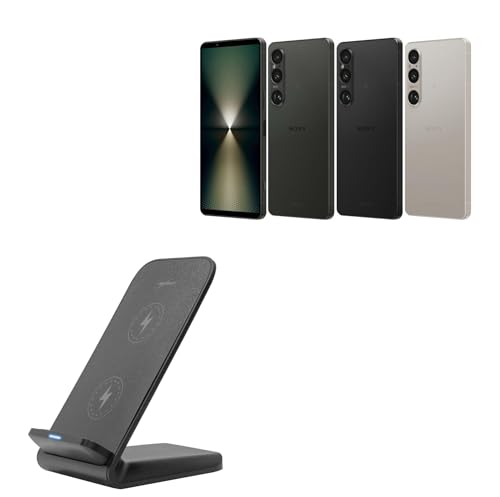 BoxWave Charger Compatible with Sony Xperia 1 VI - Wireless QuickCharge Stand (15W), Desktop Viewing Qi Wireless Charging - Jet Black