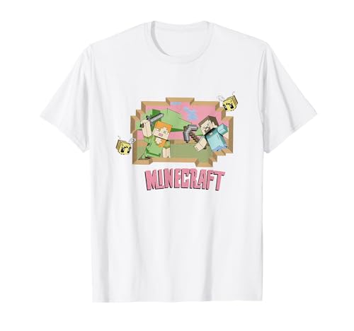 Minecraft Steve & Alex On An Adventure Vintage Camiseta