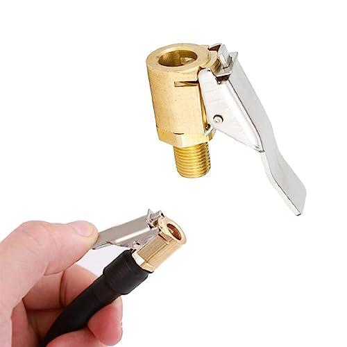 Gunwon 1Pcs Brass Tyre Valve Air Pump Clip Air Chuck Tire Inflator Compressor Pump Connect Locking Tire Inflator Air Chuck Adapter Car Universal Tyre Tire Inflator Valve Connector for Car Truck 8mm