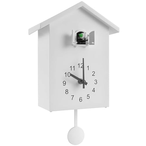 Enbebamd Reloj de Cuco Minimalista con Ave Que Trabaja, 7.9x3.5x9.8 Modern Cuckoo Clock, Colgante/péndulo de pie para Pared, Escritorio, hogar, Oficina