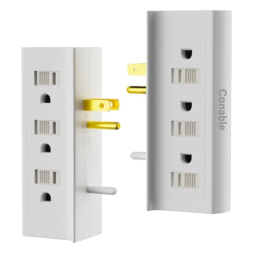 Extensión vertical con 6 tomas, Cubiertas deslizantes de seguridad, 125V 15A 1875W, color blanco, pack de 2 miniatura 1