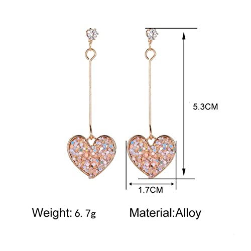 Boucles d'oreilles d'amour petite rose pendentif pêche long