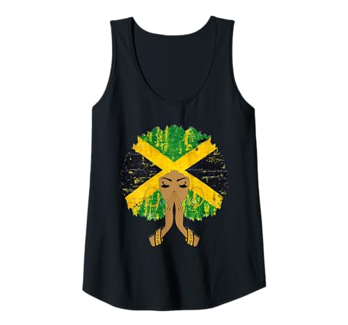 Mujer Jamaican Flag Black Woman Melanin Queen Afro Gift Camiseta sin Mangas