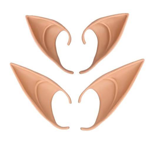 JJiaoLinin Orelhas de Duende, 2 pares orelhas de fadas, orelhas de fadas engraçadas, orelhas de elfo, orelhas de fadas de látex, acessórios para festa, para vestir elfos cosplay Halloween carnaval