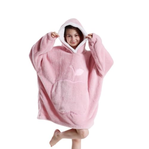 Surwin Coperta con Maniche e Cappuccio Uomo Donna, Coperta con Braccia e Tasca Calda Pesante Copertina Pile con Maniche per Le Notti Invernali sul Divano (Rosa,M)