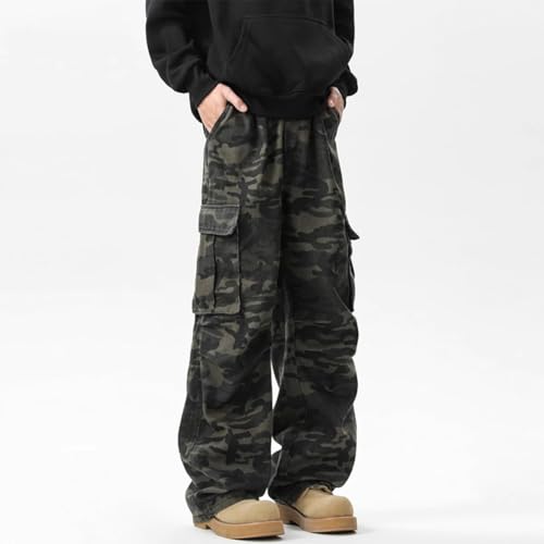 Men's Camo Baggy Cargo Jeans Straight Loose Denim Pants Y2K Streetwear Casual Wide Leg Jeans Pants with Pockets4