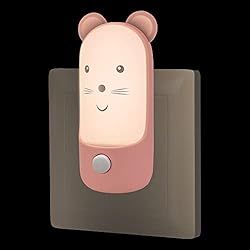 Lampara Bebes Raton Annmore Luz Nocturna Infantil Enchufe, con Interruptor, Lámpara Quitamiedos Ratón para Dormitorio de Bebé Chicas, Luz Ambiente Niños, Lampara Mesita Noche Pared, Regalos para Recién Nacidos Masculino