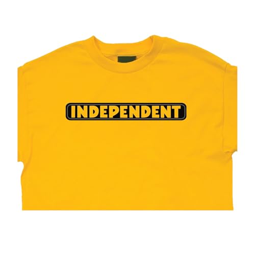 INDEPENDENT Truck Company Bar Logo S/S Midweight T-Shirt Gold w/Grey XL Youth4