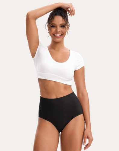 Image of INNERSY Women's High Waisted Underwear Cotton Panties Regular & Plus Size 5-Pack