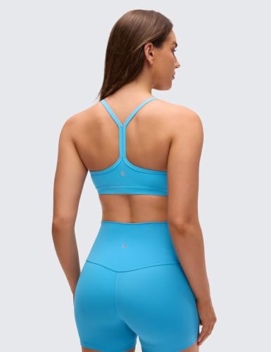 Image of CRZ YOGA Butterluxe Ruched Sports Bras | Light Support, Removable Pads, Yoga, Extremely Soft, Y Back, V Neck, Spaghetti Straps, for Women
