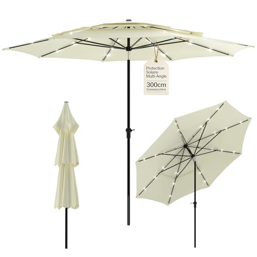 Huracan parasol de jardin exterieur pliable 300cm protection solaire balcon
