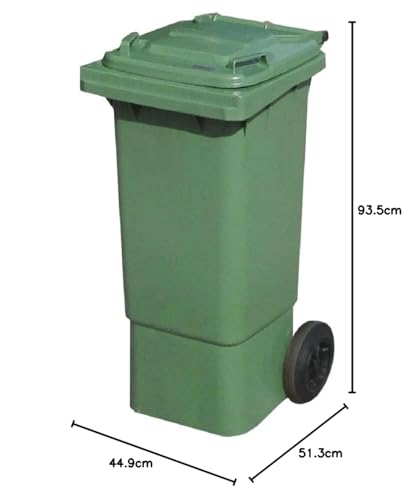 BritishBins Green 80 ltr Wheelie Bin - Small Size Household Wheelie Bin - Tough & Durable - For All Your Outdoor Rubbish & Recycling - EN840 Certified & Tested