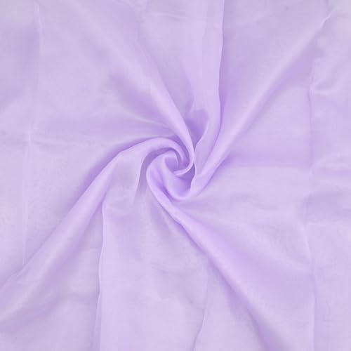 Organza Fabric 5 Yard Bridal Solid Sheer Organza Fabric Bolt for Wedding Dress, Fashion, Crafts, Decorations Silky Shiny Organza 44' - (5 Yard, Lavender)