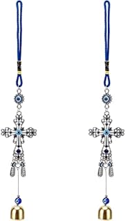 WEBEEDY 2Pcs Evil Eye Car Hanging Ornament Elephant Amulet Evil Blue Eye Charms Blue Rear View Mirror Accessories Gold Home Decor Wall Hanging for Protection and Blessing