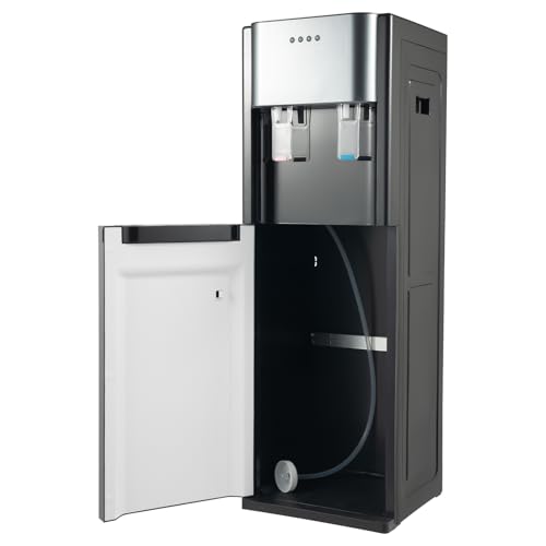Distributeur d'eau chaude et froide pour salon et bureau, fontaine à eau 20 L grise en acier inox