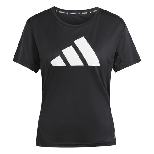 adidas Mujer Run It Stripes tee, Black, S