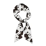 FYQZVI Western Cow Print Purse Scarf Handbags For Women Scarfs Bags Band Hair Neck Scarves Silky Long Thin Satin Headscarf Fashion