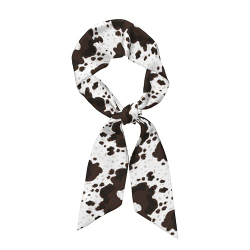 FYQZVI Western Cow Print Purse Scarf Handbags For Women Scarfs Bags Band Hair Neck Scarves Silky Long Thin Satin Headscarf Fashion