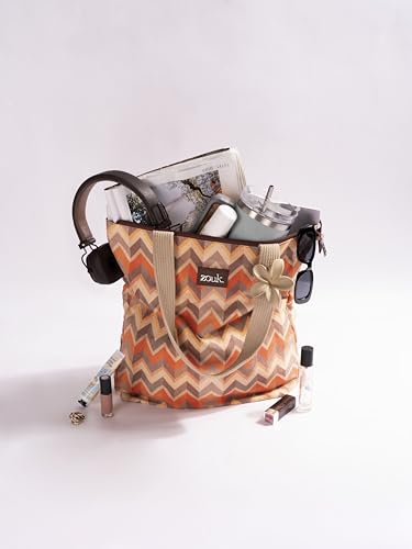Image of ZOUK Ivy Tote Bag for Women | Handcrafted Jute Khadi with Vegan Leather Handles | Lightweight, Foldable & Travel-Friendly Everyday Carry Bag |