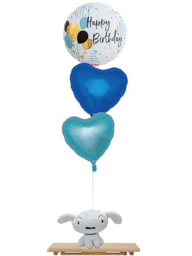 浮かせてお届け 30日浮いている クレヨン しんちゃん シロ パジャマ姿 バルーンセット バースデーブルー 誕生日 ぬいぐるみ ヘリウムガス入 (シロ)