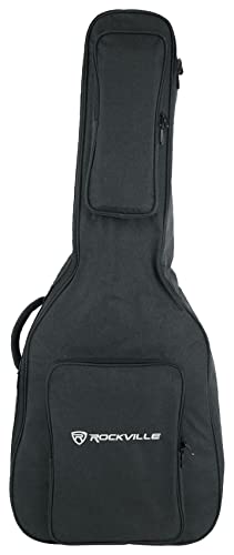 Rockville AGB45-BK Padded Acoustic Guitar Gig Bag with Neck Support, Weather-Resistant, Multiple...