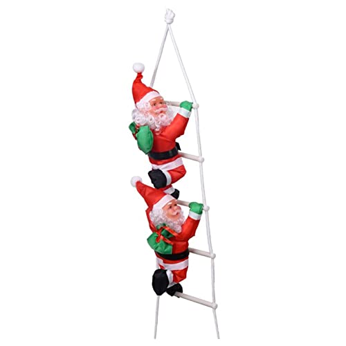 Acan Tradineur - Pack 2 muñecos de papá Noel con Escalera, 69 cm, Santa Claus con Cuerda para...