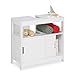 Relaxdays Mobile Sottolavabo per Bagno, HxLxP: 60,5x60x30cm, 2 Scomparti con Anta e Copricolonna, Copri Sifone, Bianco, Fibra di Legno, 1 pz immagine