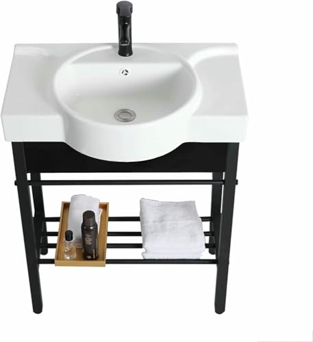 Bathroom Sink Ceramic Bathroom Vanity Sink Free-Standing Console Pedestal Laundry Tub Sinks Wash