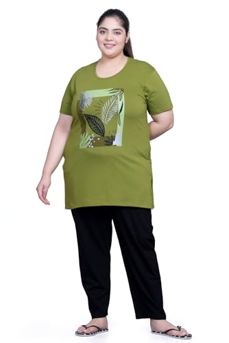 Image of RYSH Women's Printed Cotton Plus Size Longline T-Shirt with Pockets | Cotton fabric - soft longline T-shirt with easy plus-size fit