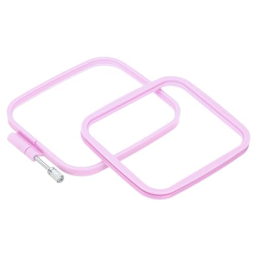 Image of PATIKIL 1 Pieces Square Embroidery Hoops Square Cross Stitch Hoops Frames ABS Plastic Embroidery Hoops for DIY Sewing Tools for Art Craft, Light Purple