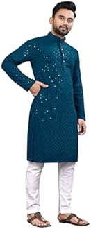Men's Indian Ethnic Wear Straight Lucknowi Kurta