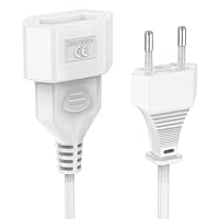 Stromkabel Verlängerungskabel, Ancable 3M Verlängerungskabel Flach, VDE-Zertifiziert, Eurostecker Typ-C auf Euro Buchse, Verlängerungskabel Netzkabel für TV, Monitor, Haushaltsgeräte, Weiß