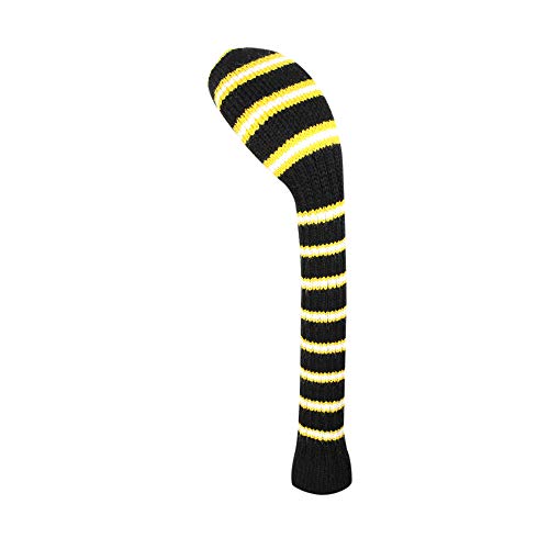 Scott Edward Knit Hybrid Golf Club Covers Fits Hybrids/UT Classical Fine Stripes with Long Neck Funny and Fresh Colors(Black Yellow Fine Stripes)